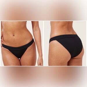 NWT Andie Swim The Banded Cheeky Rib Stretch Bikini Bottom in Black, Medium